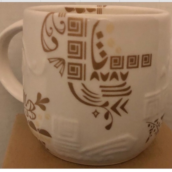 2012 Starbucks Aztec Summer White With Gold Designs Bone China Coffee Mug - Picture 5 of 5